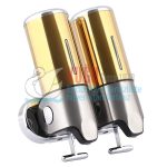 Çiftli Gold Altın Renk 500x2=1000 ML Hazneli T Çekmeli 304 Kalite Paslanmaz Çelik Sıvı Sabun Şampuan Duş Jeli Dispanseri Aparatı